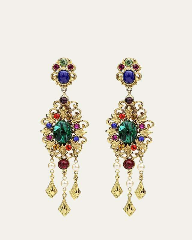 Multicolor Clip-On Drop Earrings